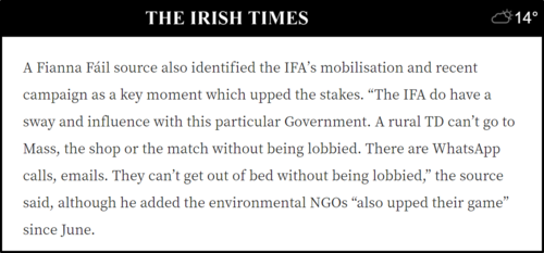 Irish Times snippet on sectoral emissions deal