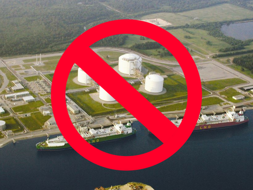 Shannon LNG artist impression - banned sign