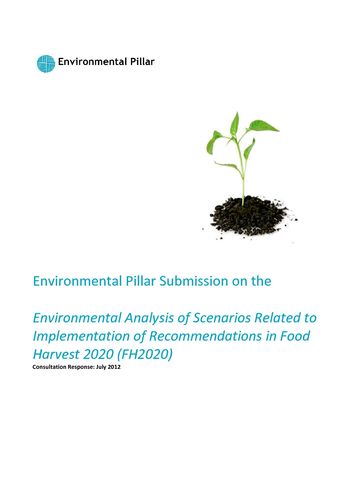 Publication cover - Environmental Pillar Submission on the Analysis of the Environmental Impacts of FH2020