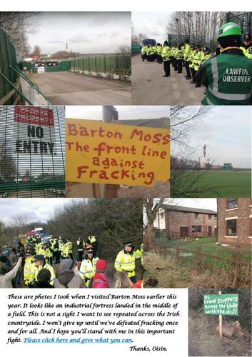 Publication cover - Oisin's photos from Barton Moss fracking site near Manchester